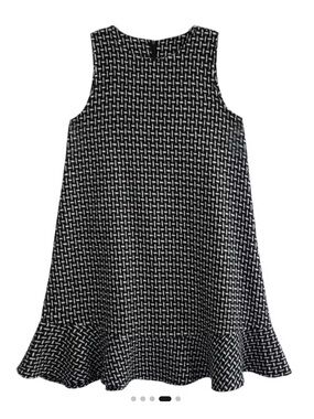 Maternity Sleeveless Black & White Tweed Vest Sweater Dress